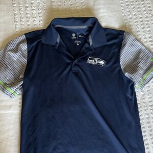 NFL Seattle Seahawks Polo Shirt - Navy and Gray